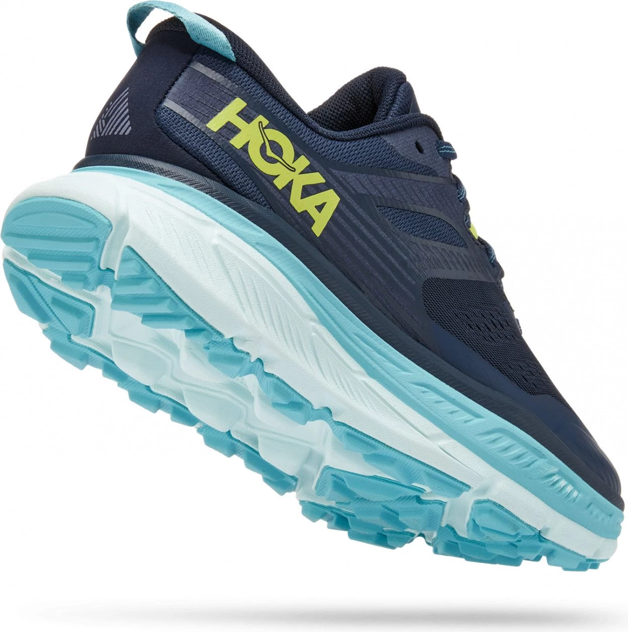 Hoka One One Stinson ATR 6 Trail Shoes Blue Yellow Women - Image 3